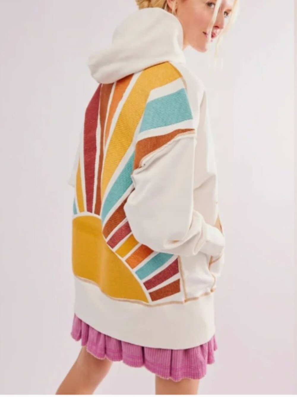 Free People x Driftwood Sunshine Sweatshirt Hoodie Multicolor Cotton Size Large